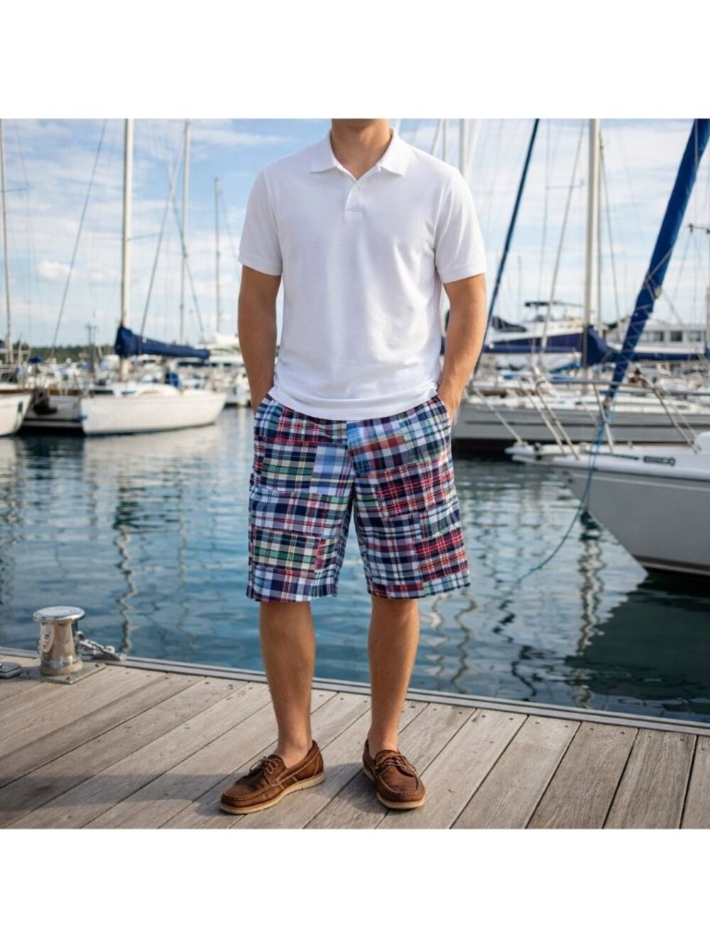 Men's Old Navy Surplus Madras Plaid Shorts Size 34 Patchwork Y2K 2007 Preppy